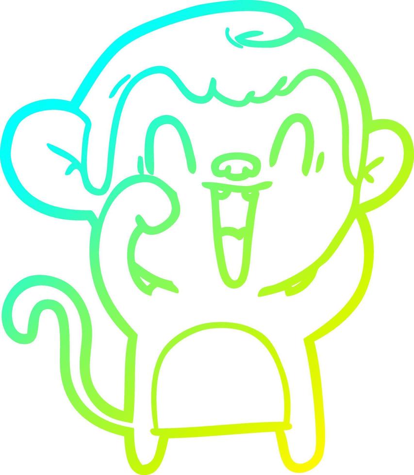 cold gradient line drawing cartoon laughing monkey vector