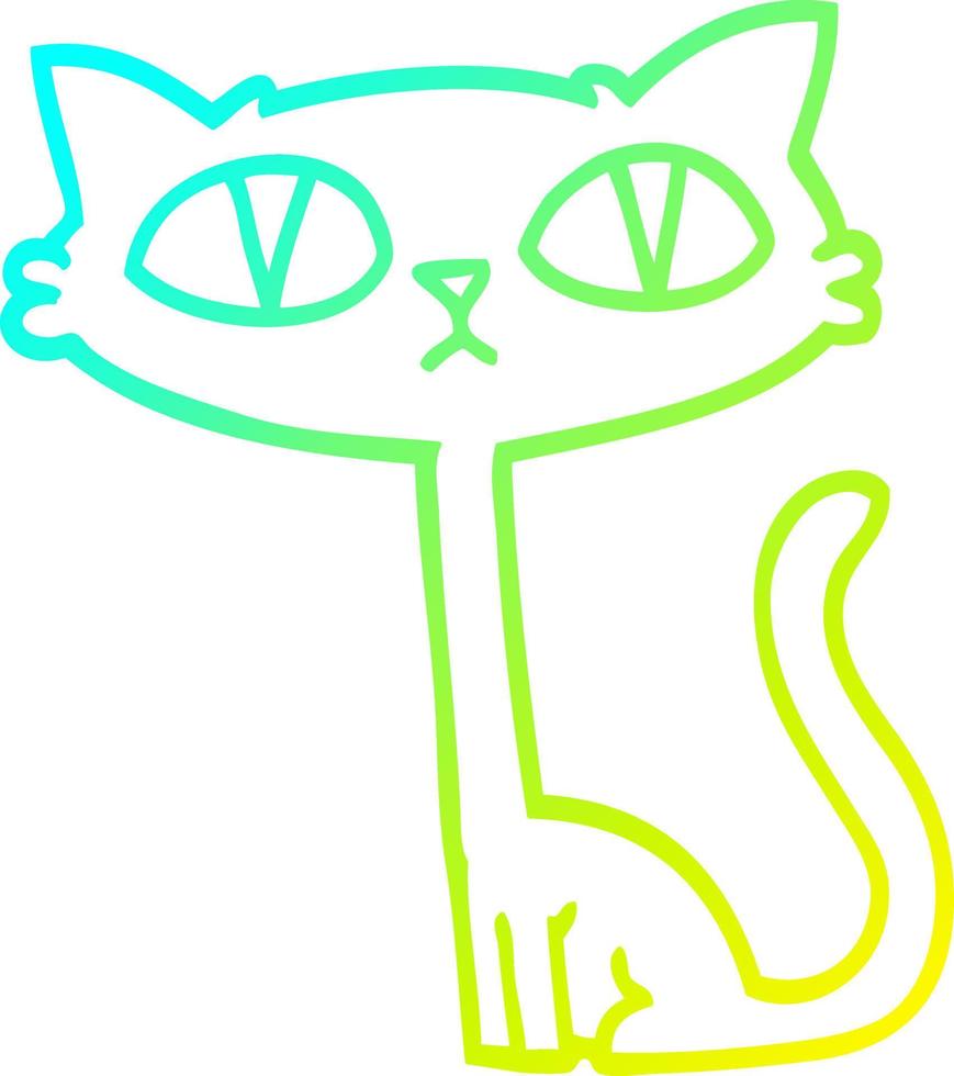 cold gradient line drawing cartoon halloween black cat vector