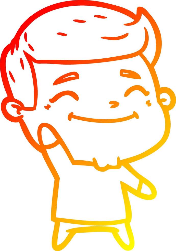 warm gradient line drawing happy cartoon man waving vector