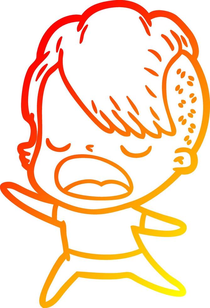warm gradient line drawing cartoon cool hipster girl talking vector