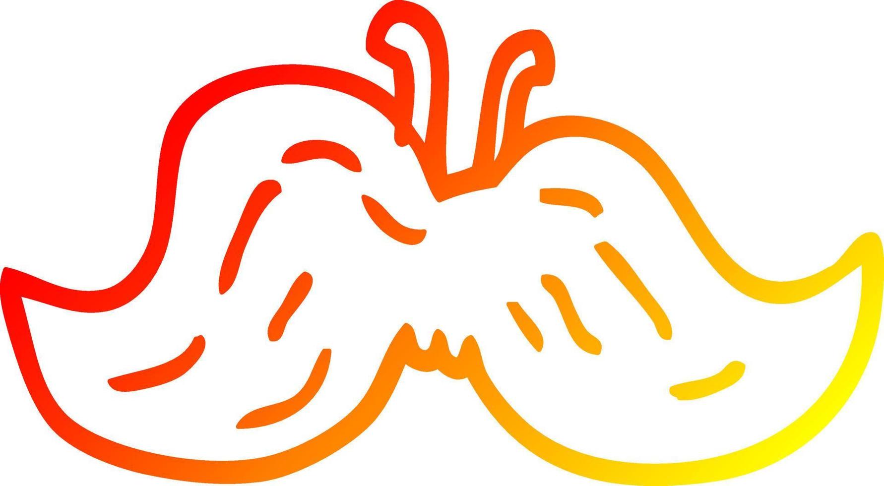 warm gradient line drawing cartoon mustache vector