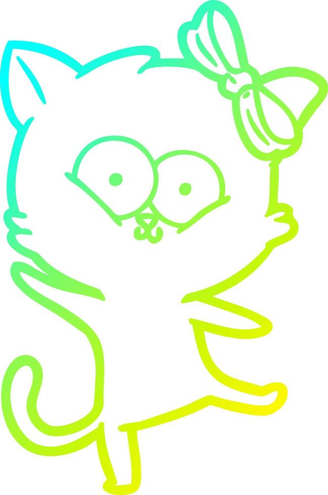 cold gradient line drawing cartoon cat vector