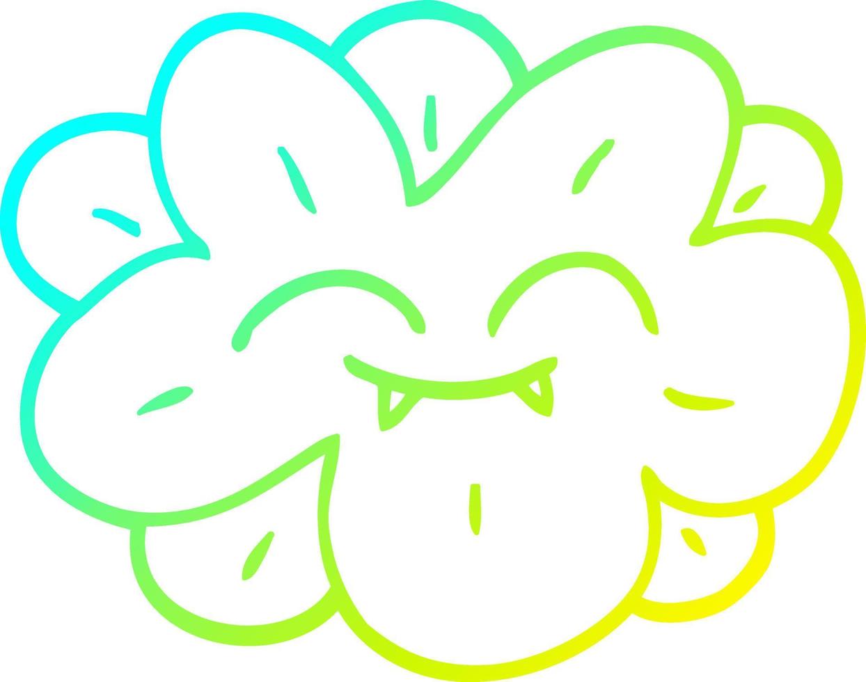 cold gradient line drawing cartoon flower with face vector