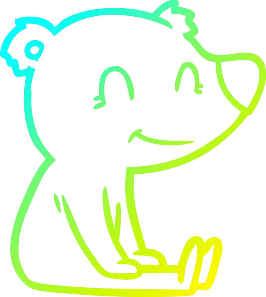 cold gradient line drawing sitting bear cartoon vector
