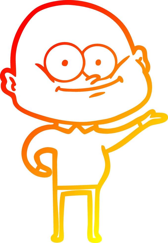 warm gradient line drawing cartoon bald man staring vector