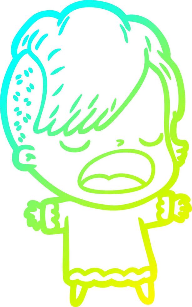 cold gradient line drawing cartoon cool hipster girl talking vector