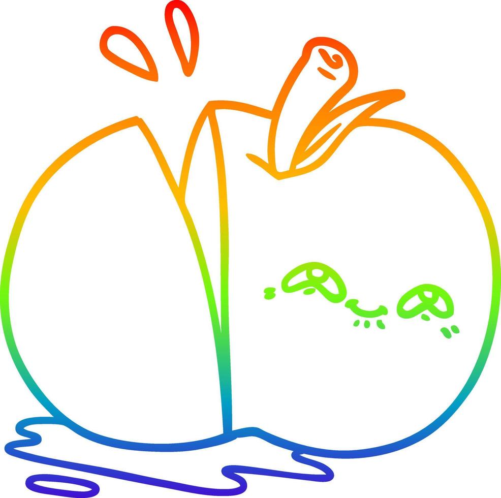 rainbow gradient line drawing cartoon sliced apple vector