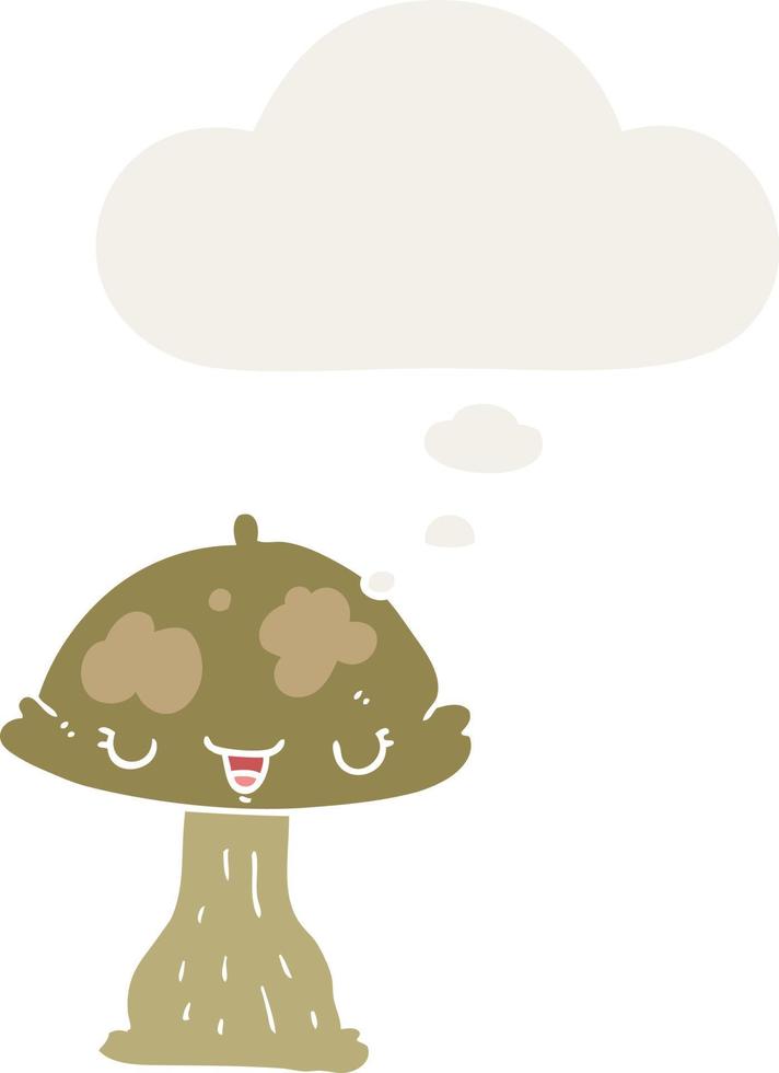 cartoon toadstool and thought bubble in retro style vector