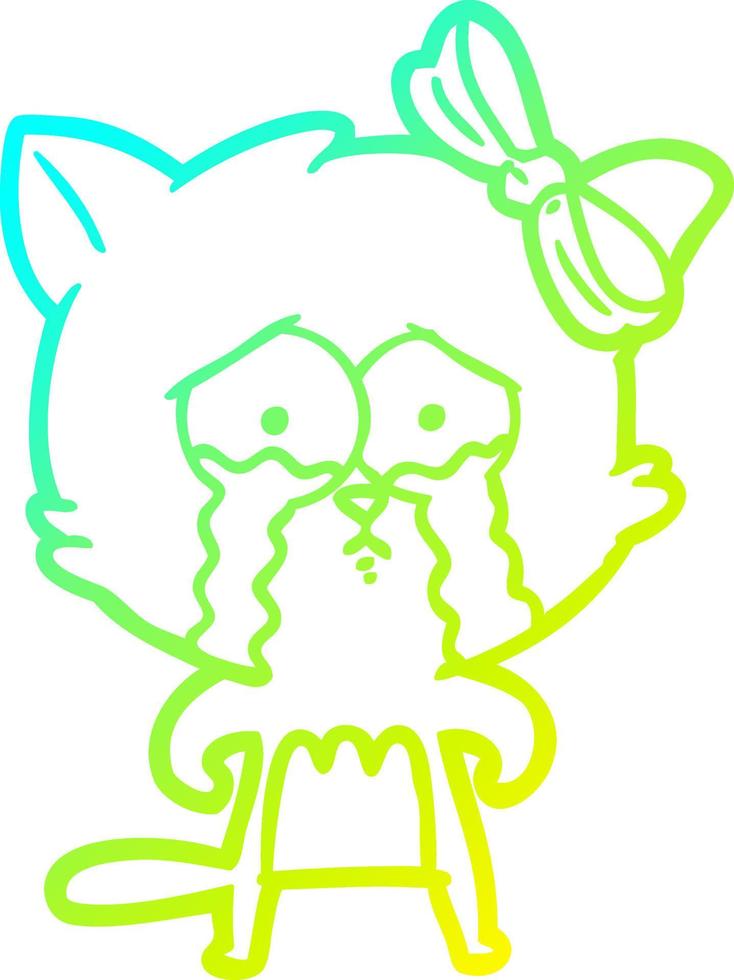cold gradient line drawing cartoon cat vector