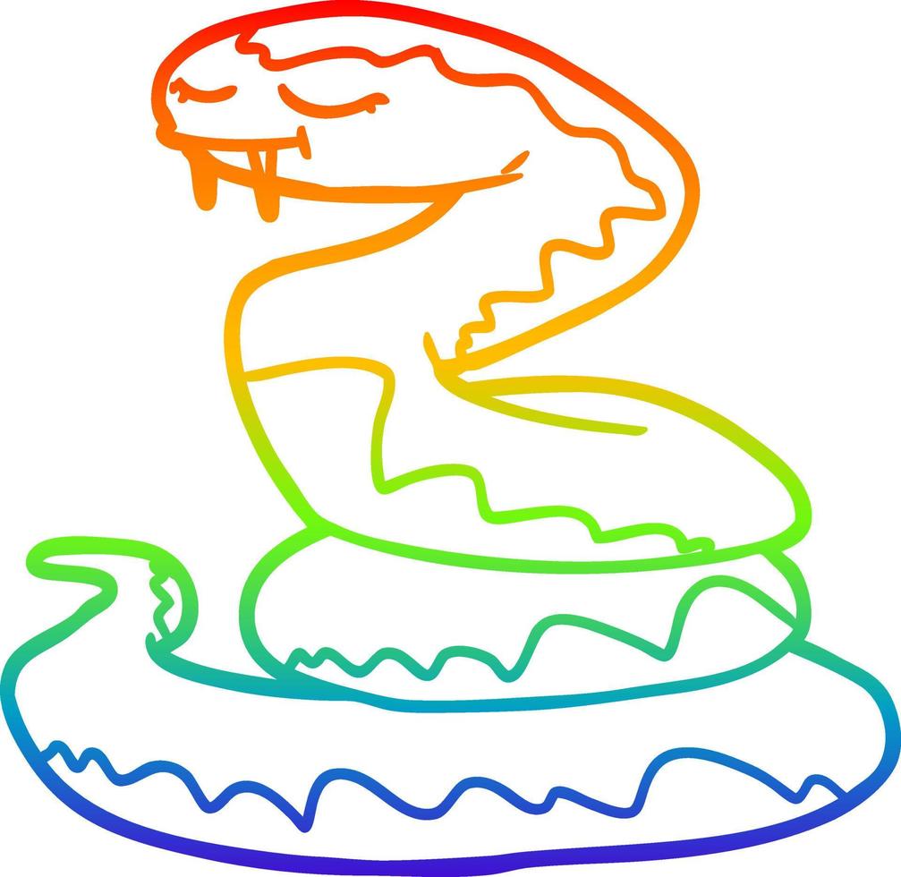 serpiente de dibujos animados de dibujo de línea de gradiente de arco iris vector