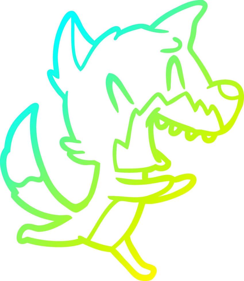 cold gradient line drawing laughing fox running away vector