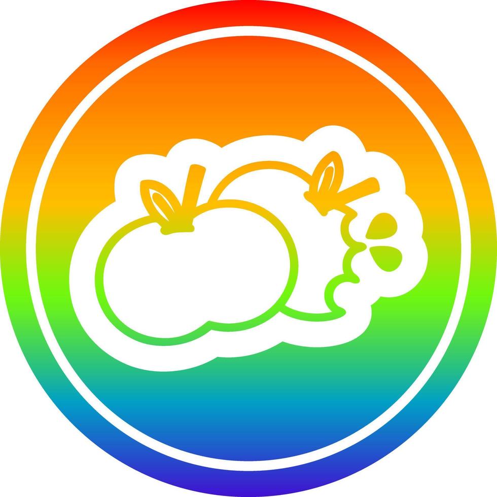 bitten apples circular in rainbow spectrum vector