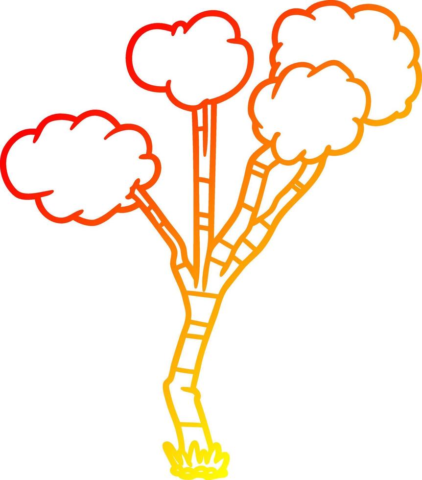 warm gradient line drawing cartoon sparse tree vector
