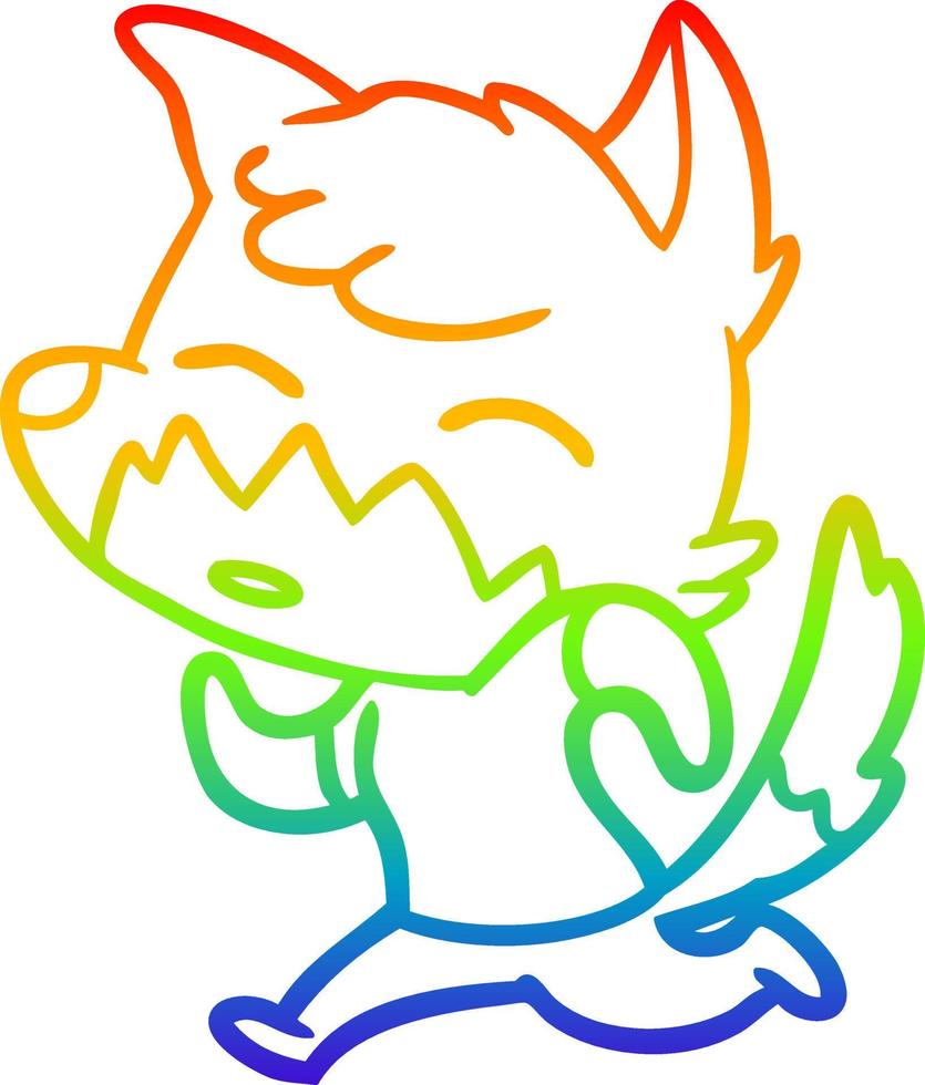 rainbow gradient line drawing cartoon fox vector