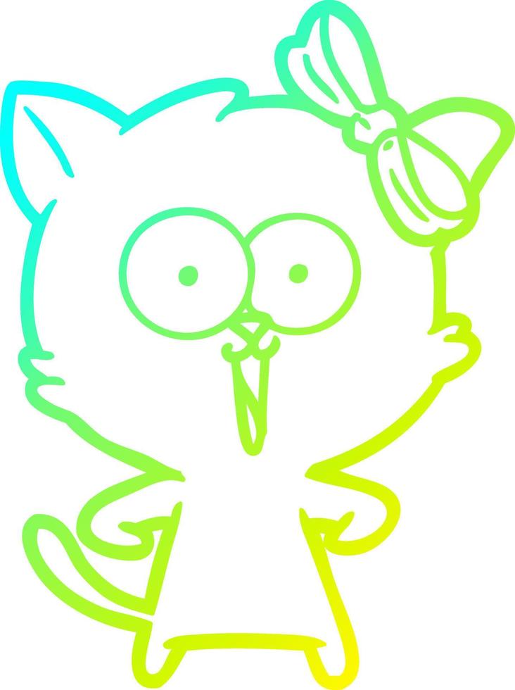 cold gradient line drawing cartoon cat vector