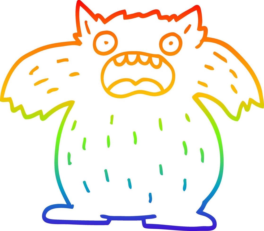 arco iris gradiente línea dibujo dibujos animados yeti monstruo vector