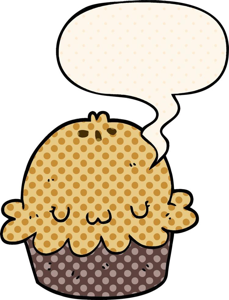 cute cartoon pie and speech bubble in comic book style vector