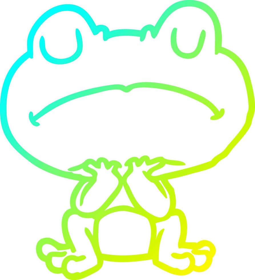 cold gradient line drawing frog waiting patiently vector