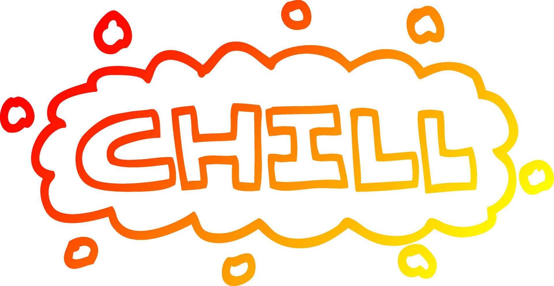 warm gradient line drawing cartoon chill sign vector