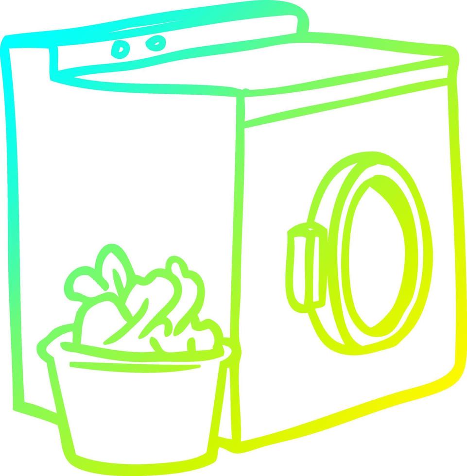 cold gradient line drawing washing machine and laundry vector