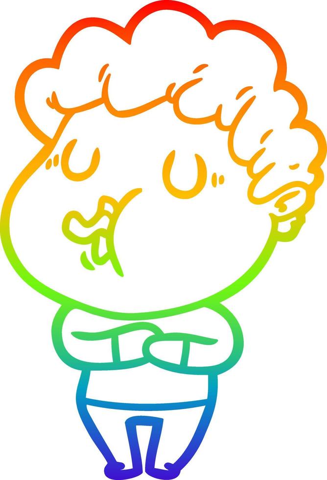 rainbow gradient line drawing cartoon man singing vector