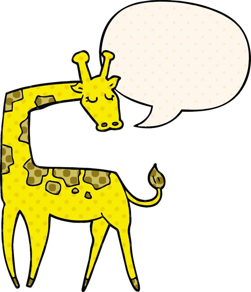 caricatura, jirafa, y, burbuja del discurso, en, cómico, estilo vector