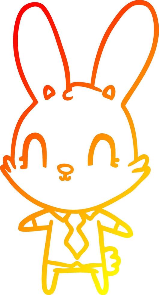 warm gradient line drawing cute cartoon rabbit in shirt and tie vector