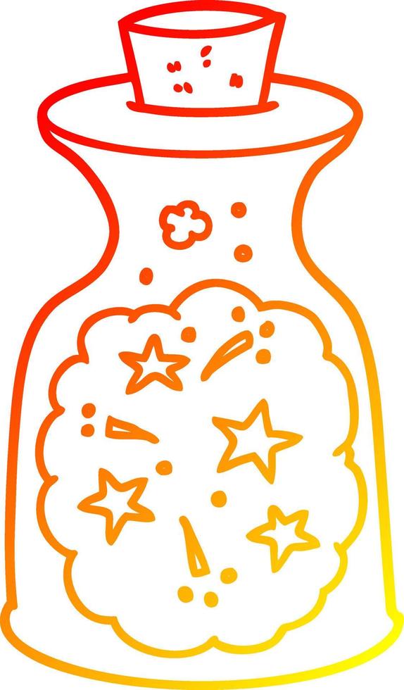 warm gradient line drawing cartoon magic potion vector