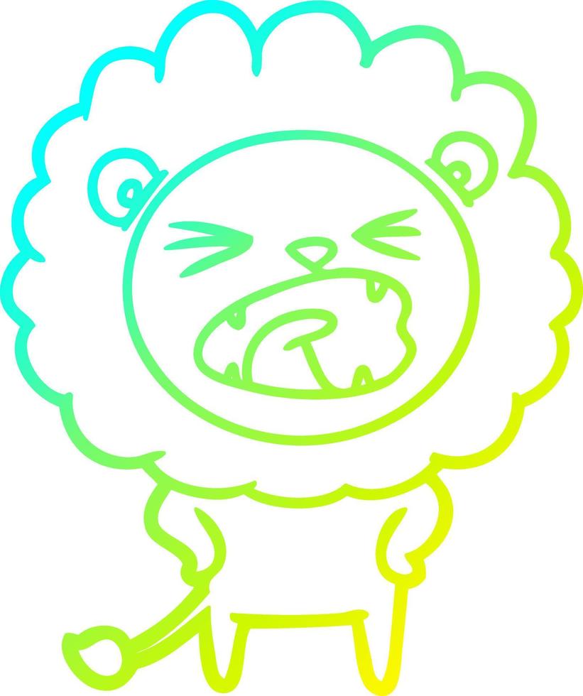 cold gradient line drawing cartoon lion vector