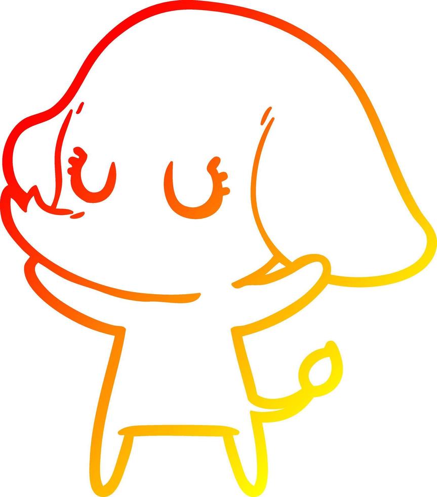warm gradient line drawing cute cartoon elephant vector