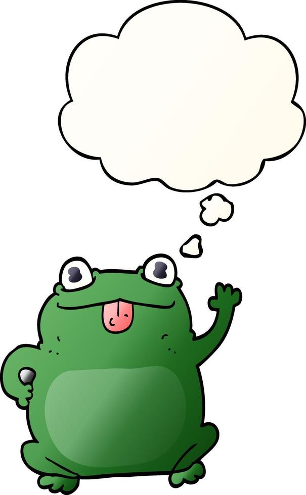 cartoon frog and thought bubble in smooth gradient style vector