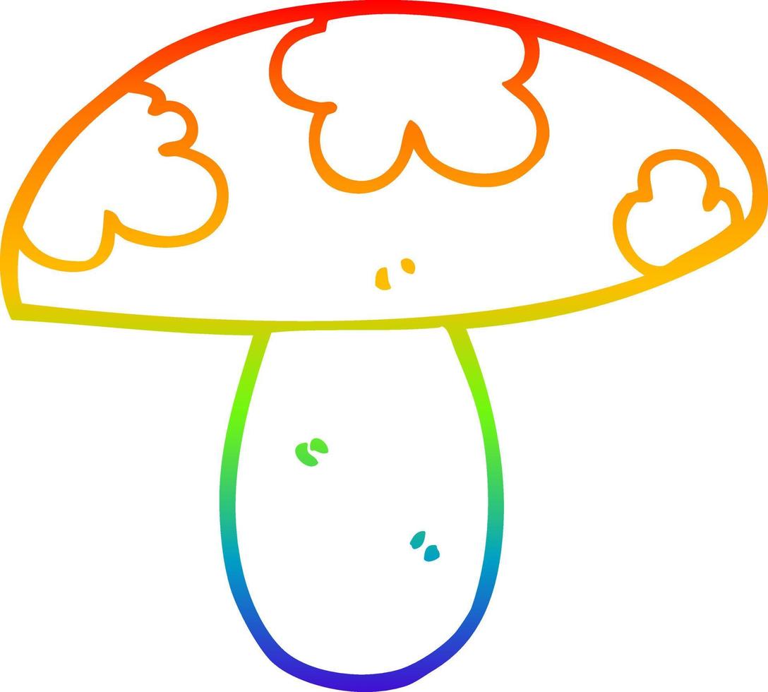 rainbow gradient line drawing cartoon mushroom vector