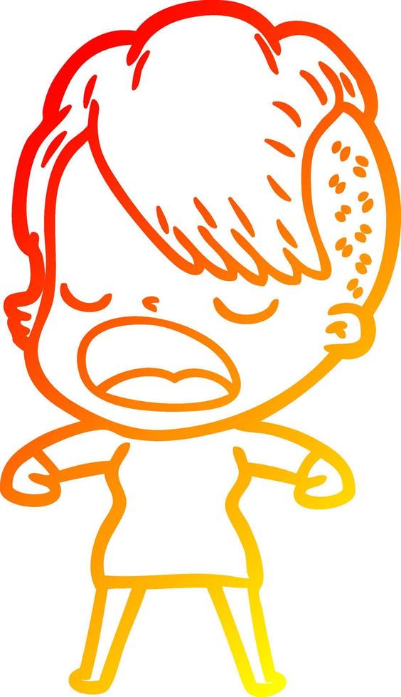 warm gradient line drawing cartoon cool hipster girl talking vector