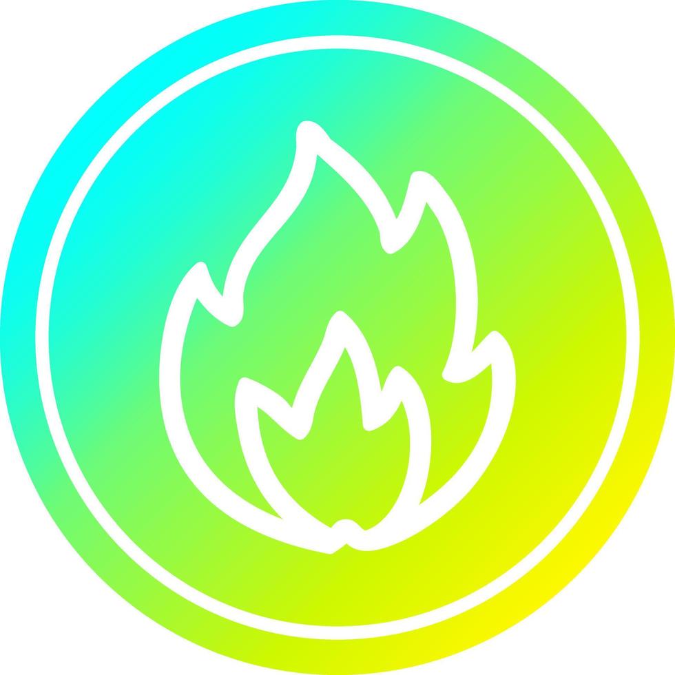 simple flame circular in cold gradient spectrum vector