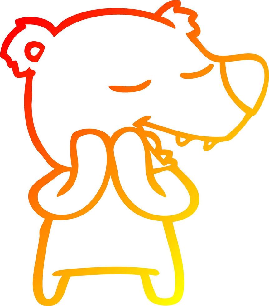 warm gradient line drawing cartoon polar bear vector