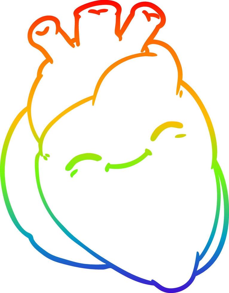 rainbow gradient line drawing cartoon happy heart vector