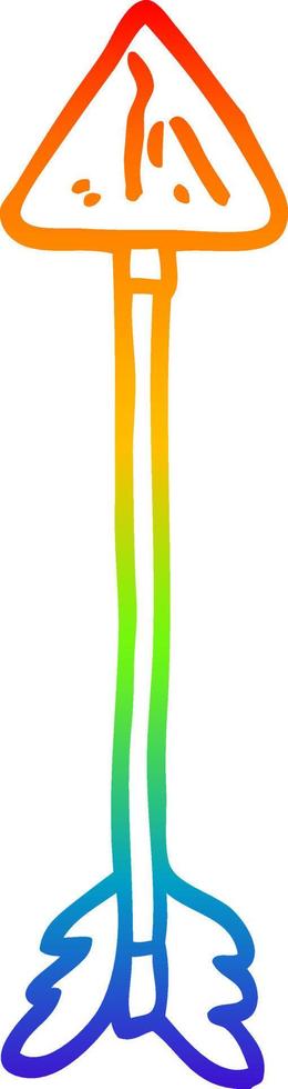 rainbow gradient line drawing cartoon straight arrow vector