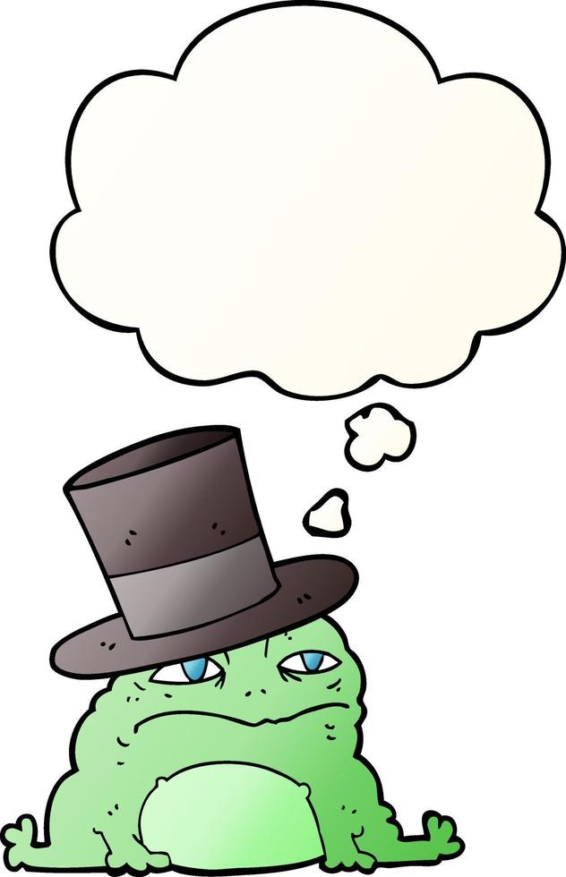 cartoon rich toad and thought bubble in smooth gradient style vector