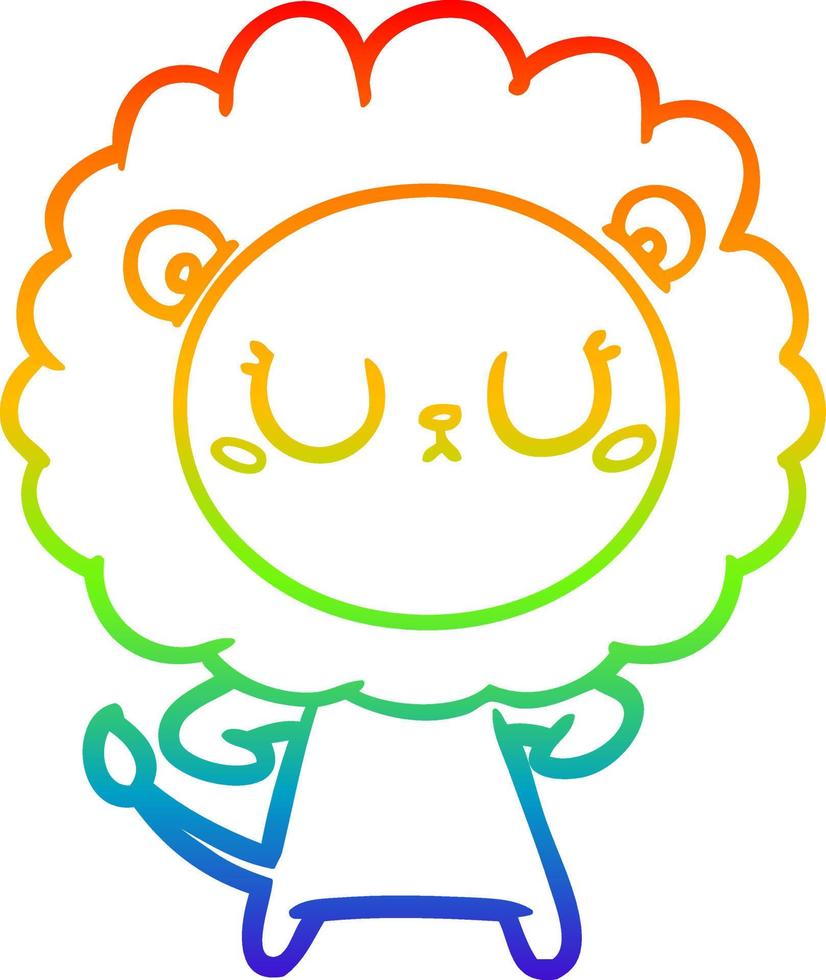 rainbow gradient line drawing cartoon lion vector