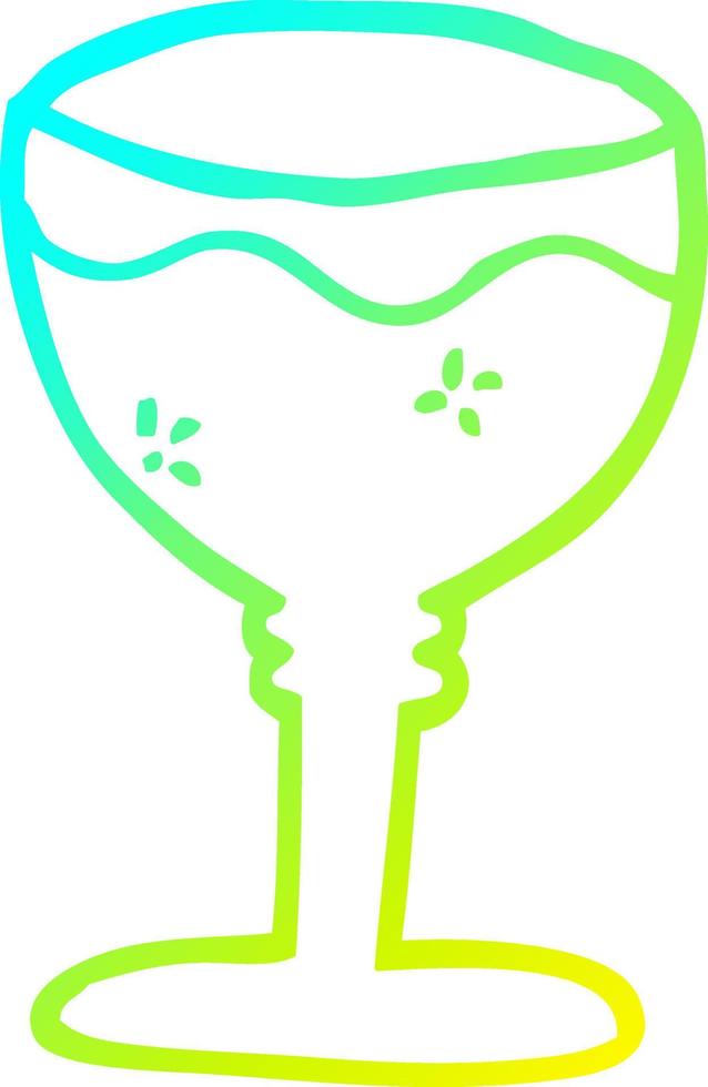 cold gradient line drawing cartoon red wine glass vector