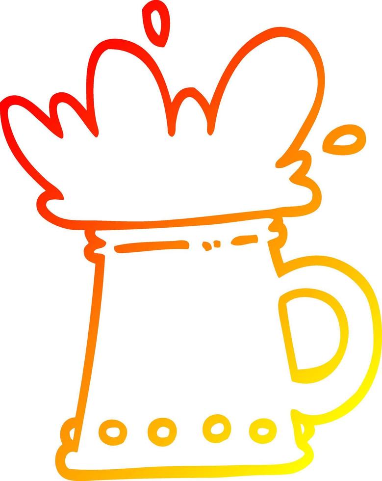 warm gradient line drawing cartoon beer tankard vector