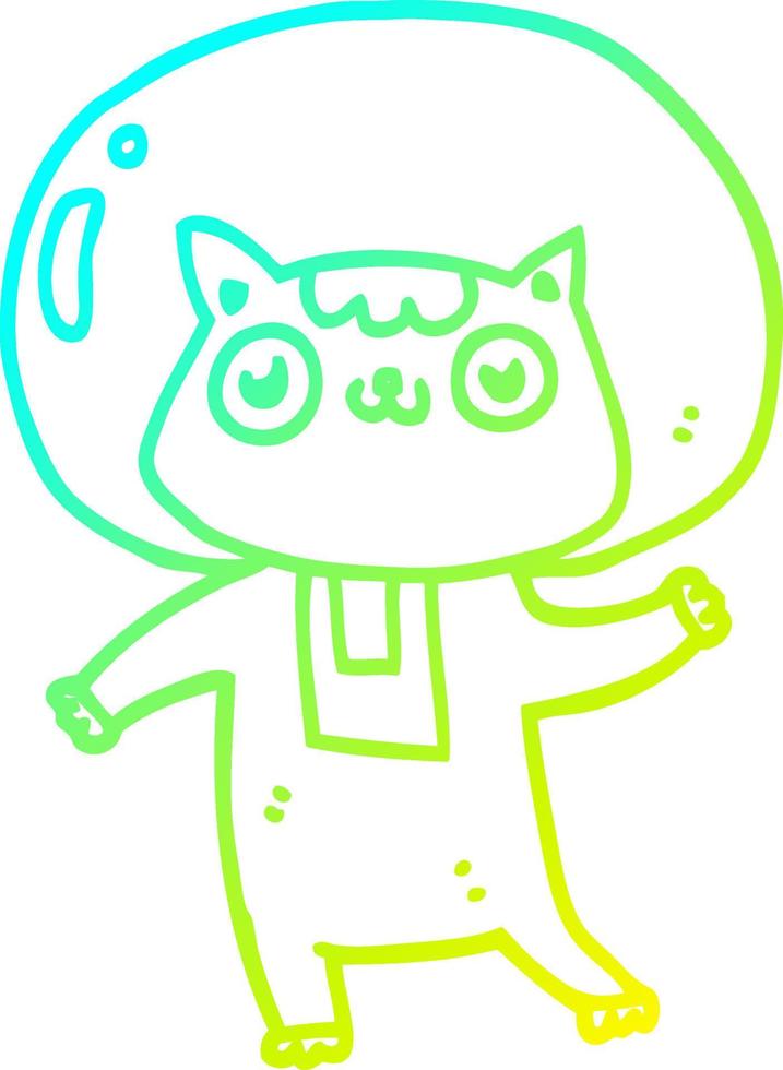 cold gradient line drawing cartoon space cat vector
