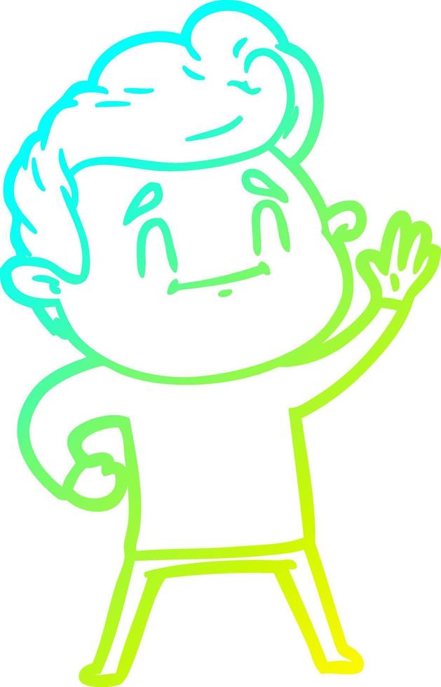 cold gradient line drawing happy cartoon man vector