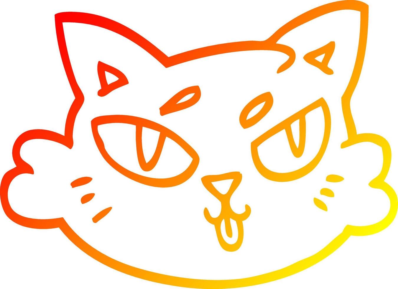 warm gradient line drawing cartoon cats face vector