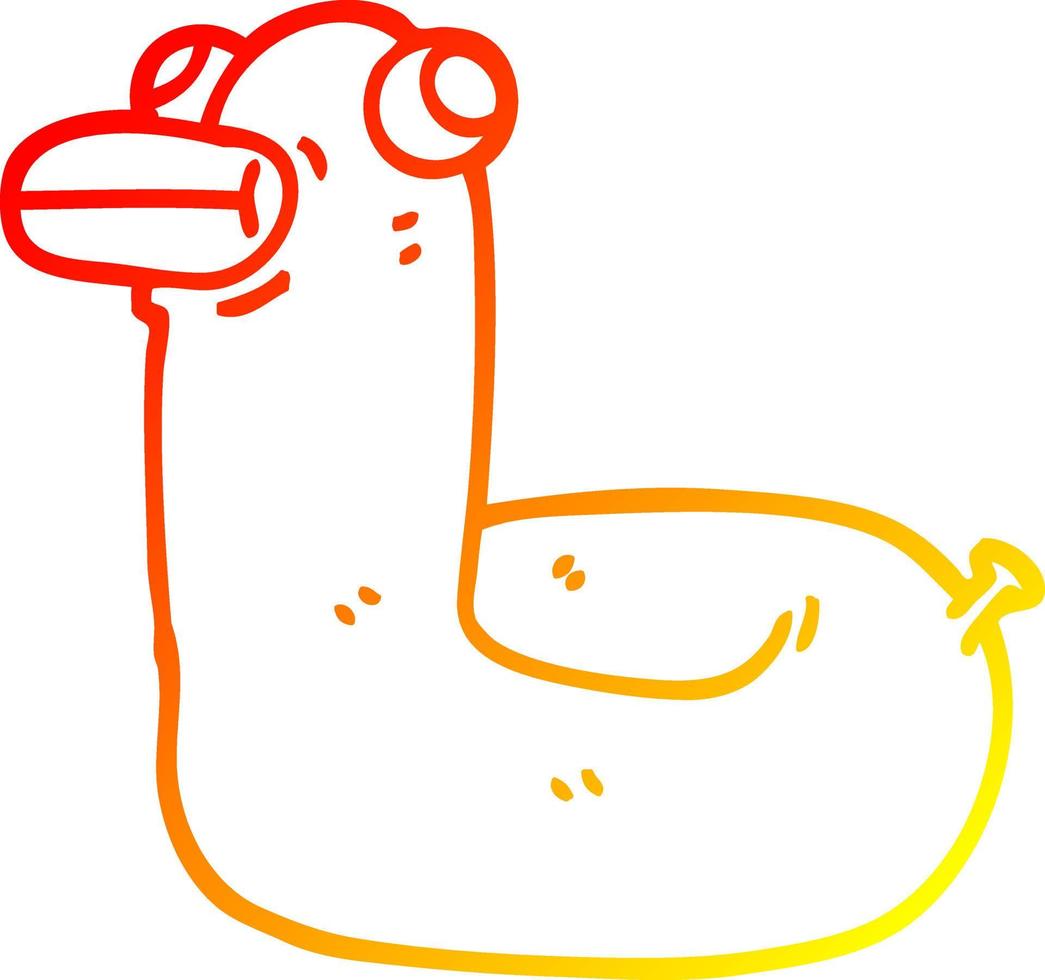 dibujo de línea de gradiente cálido pato de anillo amarillo de dibujos animados vector