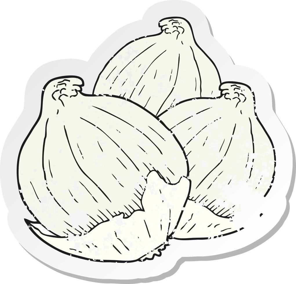 retro distressed sticker of a cartoon onions vector