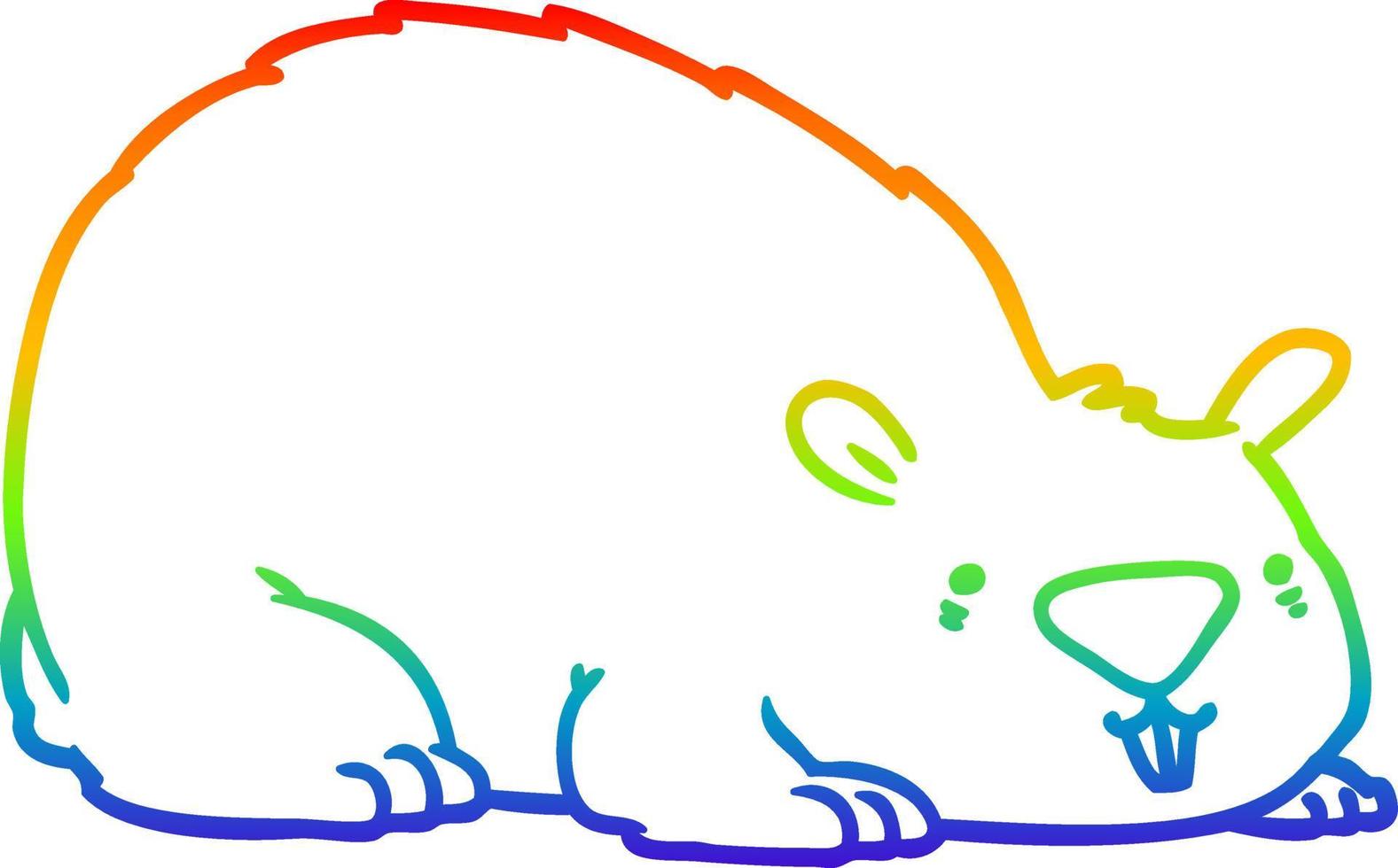 rainbow gradient line drawing cartoon wombat vector