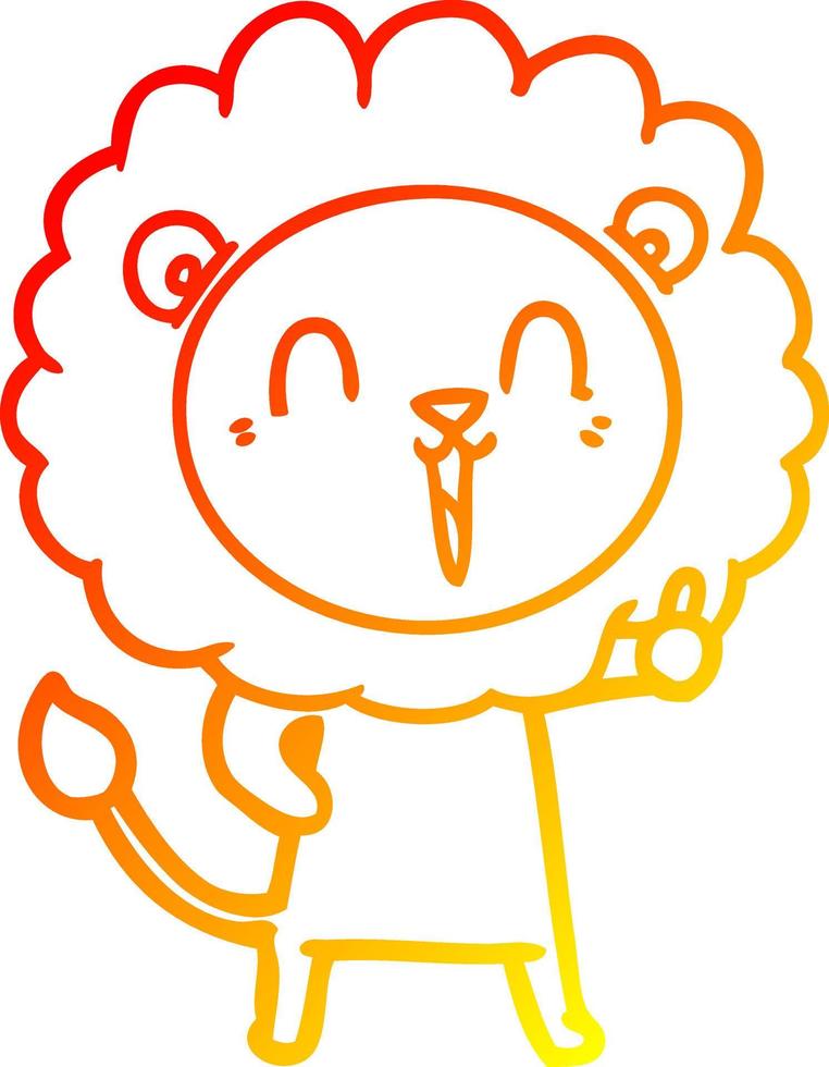 warm gradient line drawing laughing lion cartoon vector