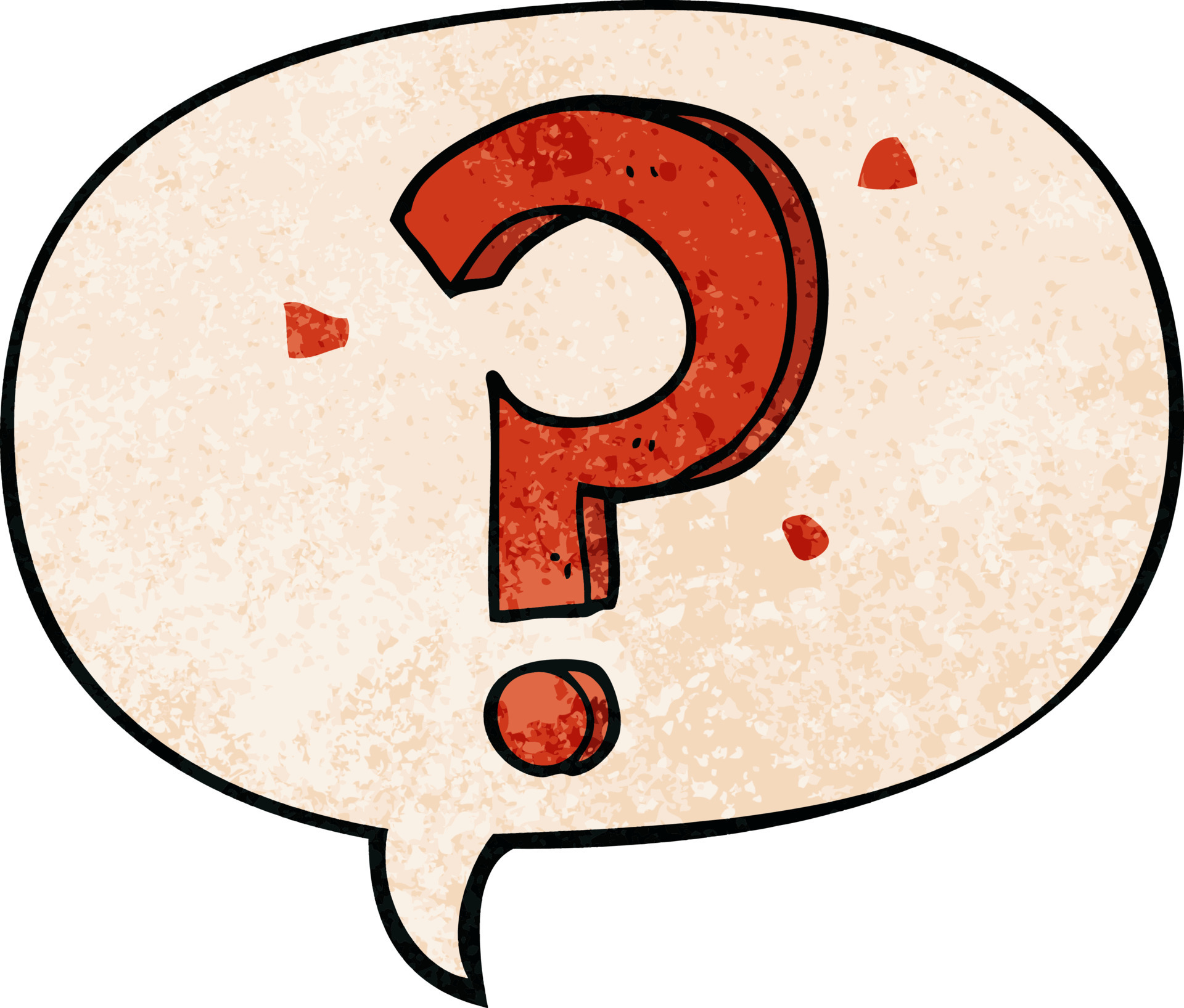 cartoon question mark and speech bubble in retro texture style 10472921