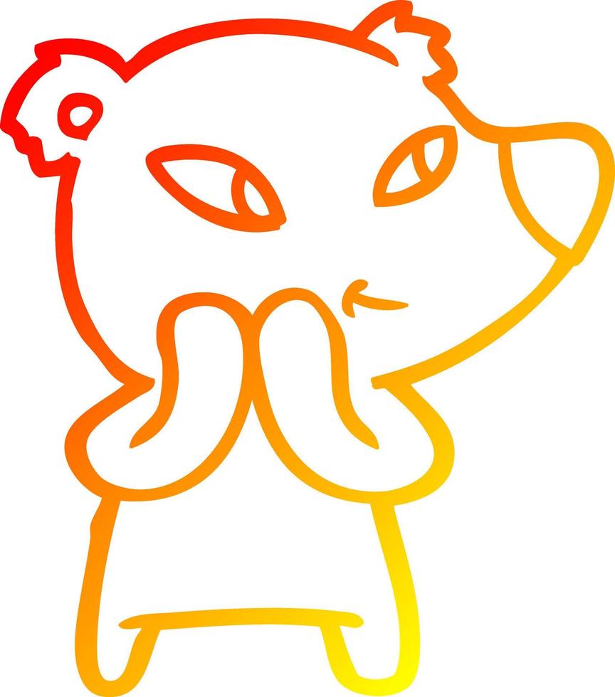 warm gradient line drawing cute cartoon bear vector
